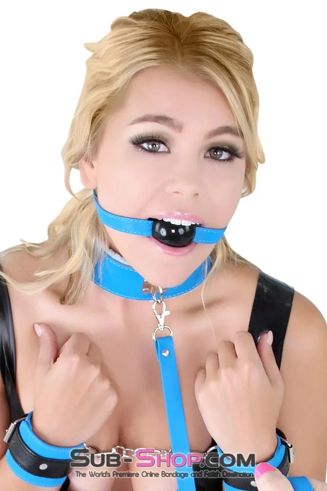 0527MQ      Tantric Blue Fur Lined Bondage Collar with Matching Leash