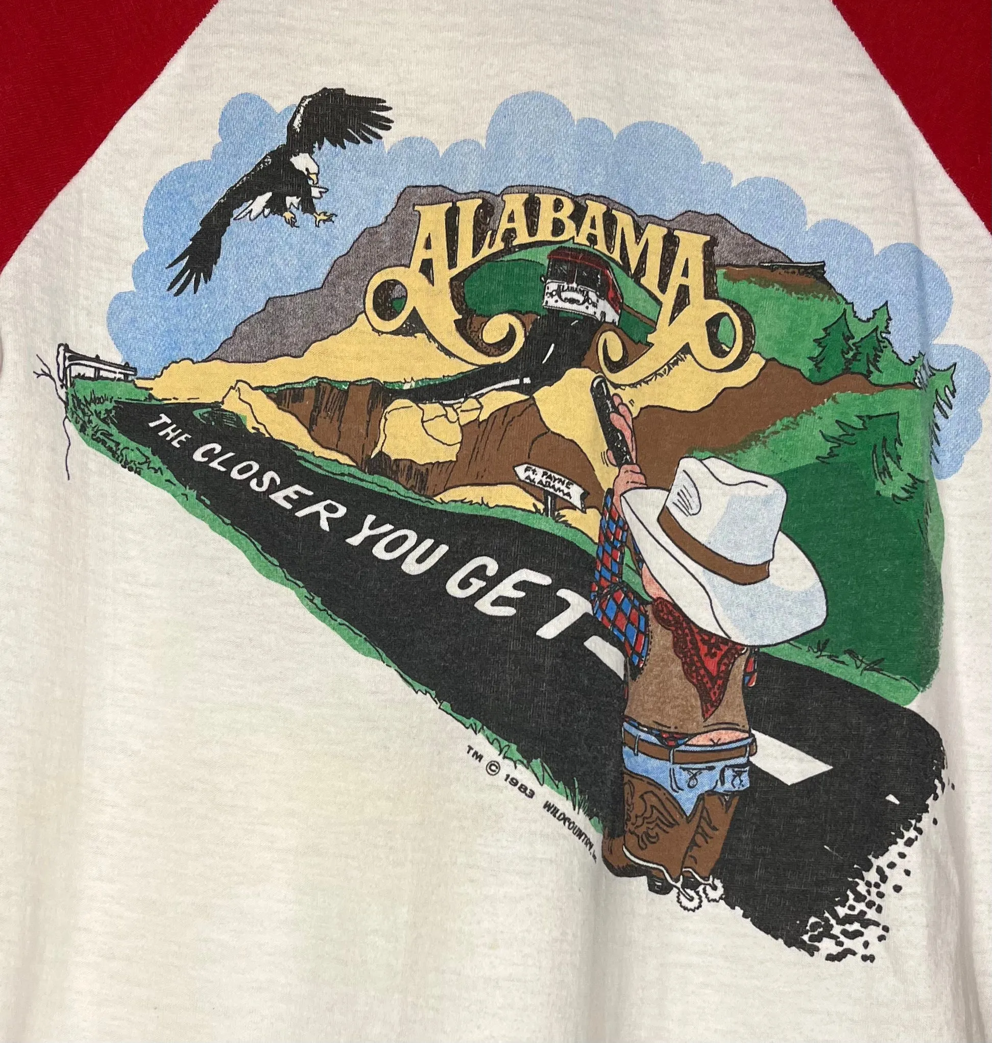 1983 Alabama The Closer You Get Tour Raglan T-Shirt: S