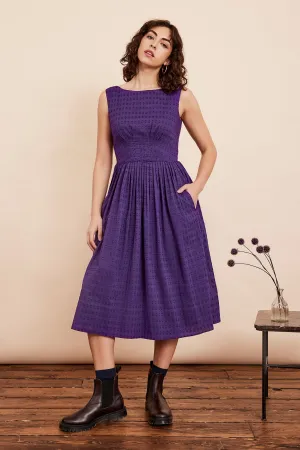 Abigail Violet Cotton Dobby Dress Long