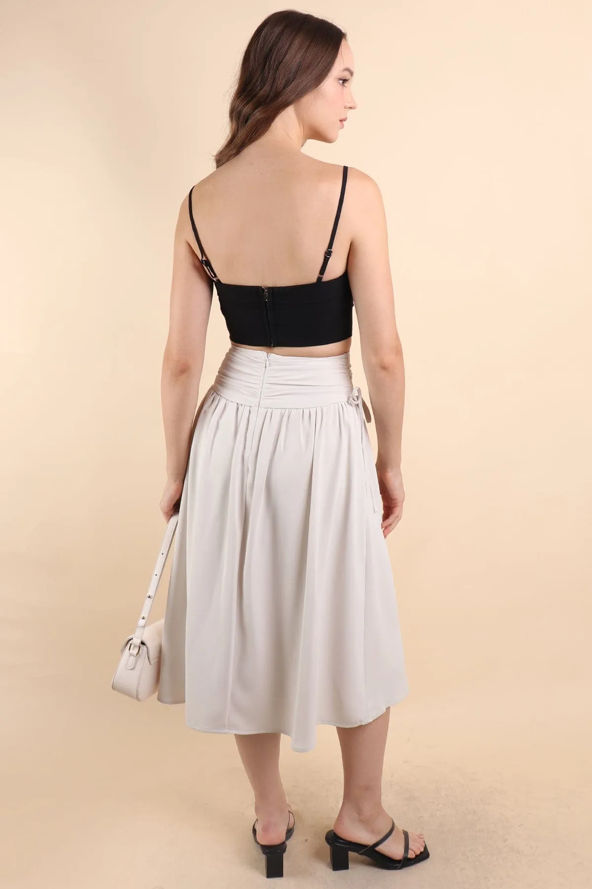 ADORA RUCHED MIDI SKIRT IN OAT