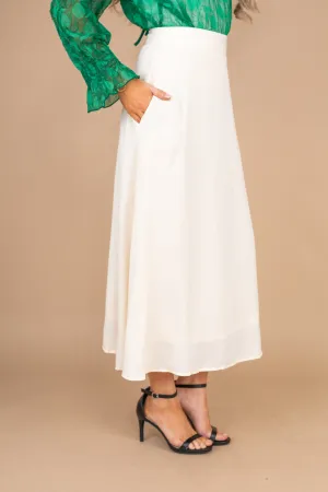 All According To Plan Cream White Midi Skirt