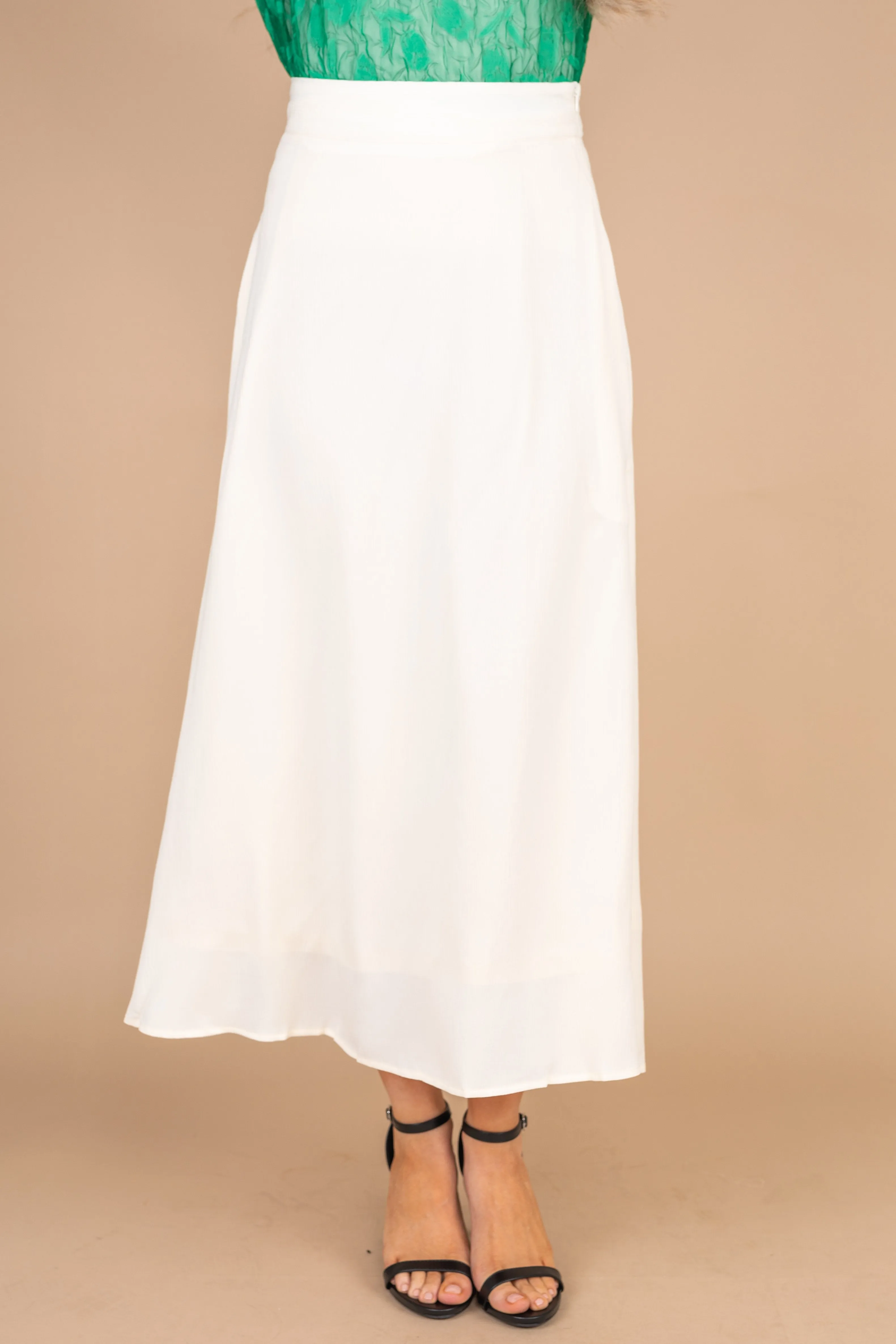 All According To Plan Cream White Midi Skirt