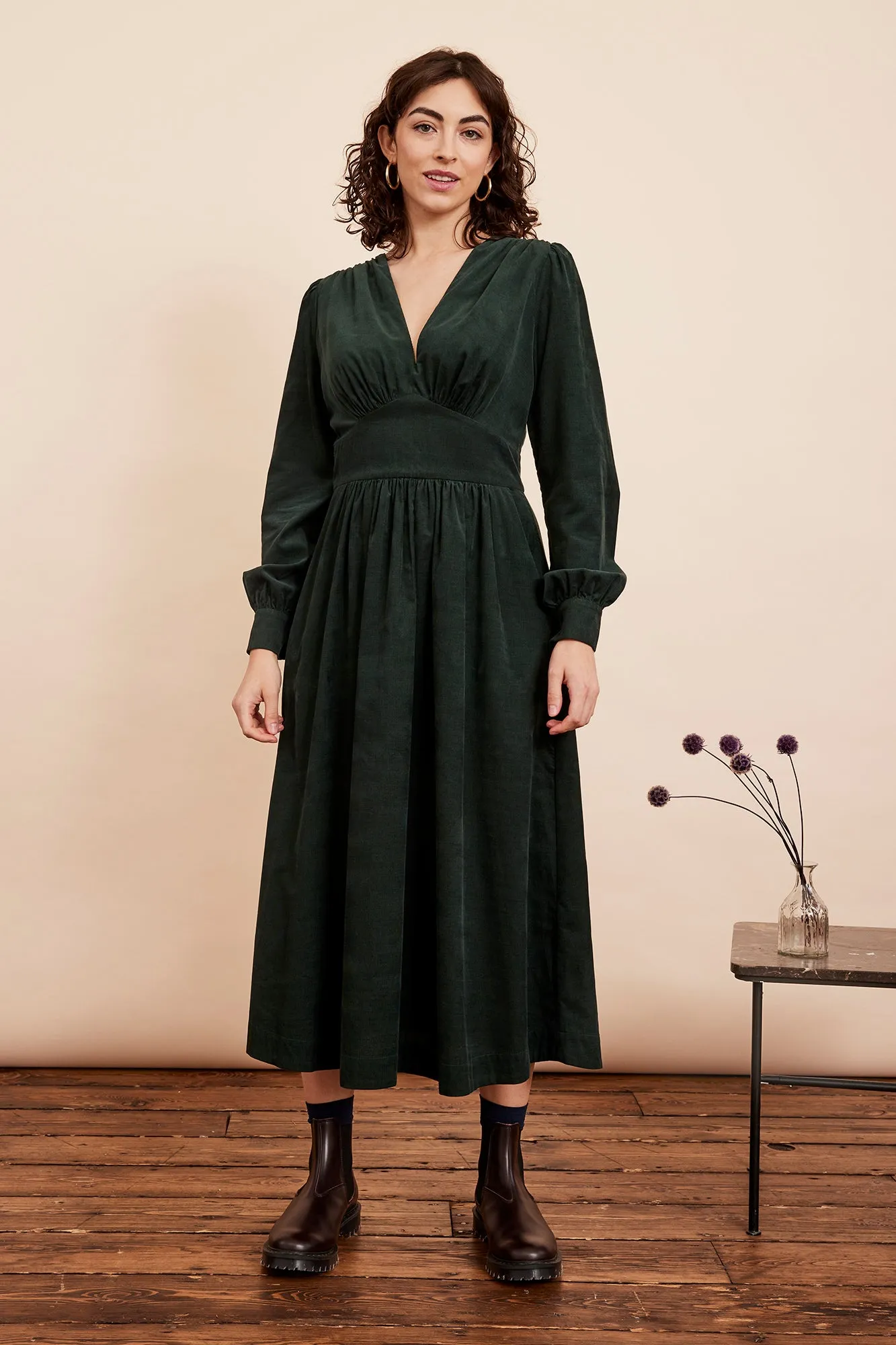 Amara Needlecord Sycamore Green Dress