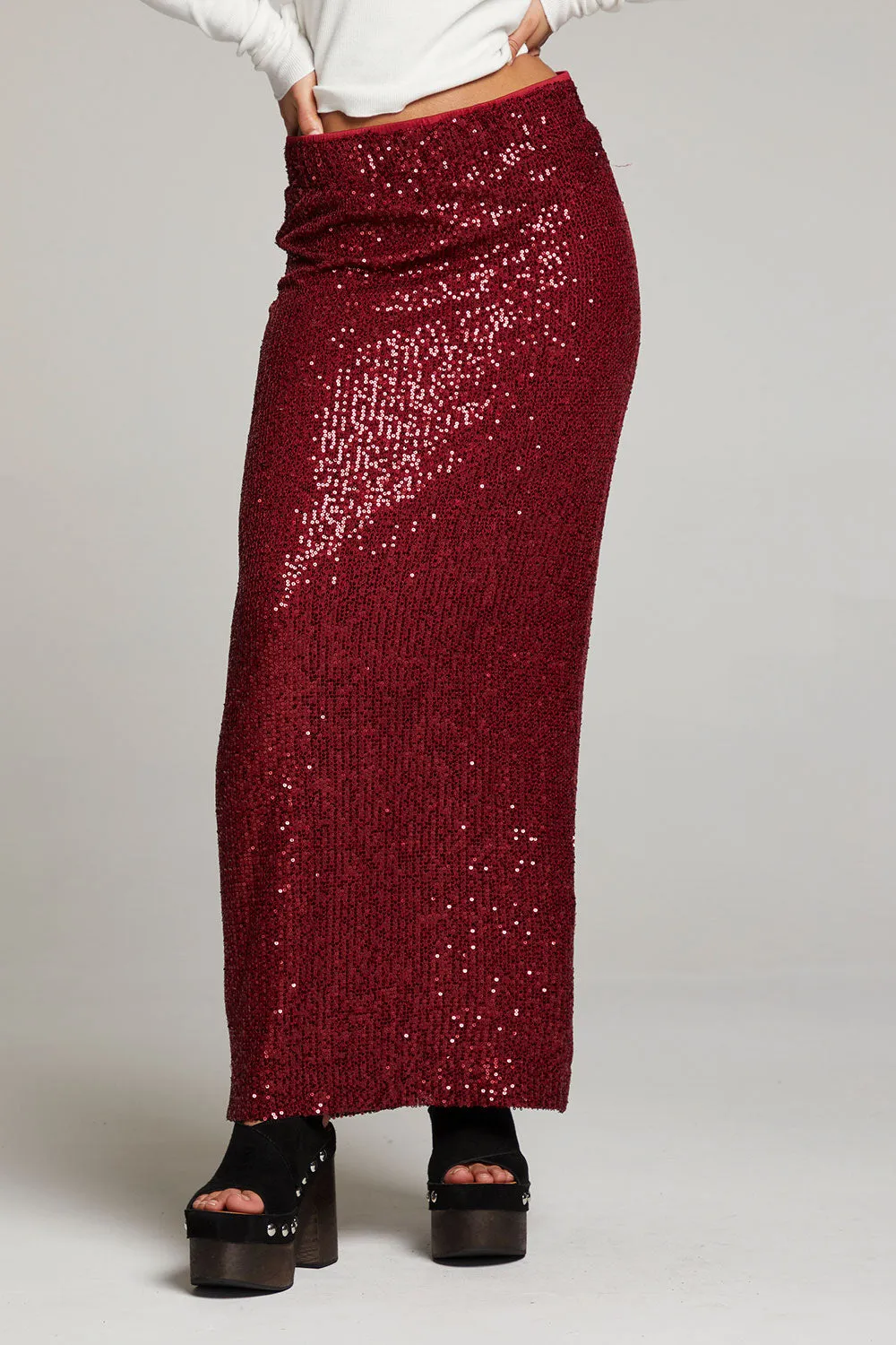 Amber Blood Red Midi Skirt