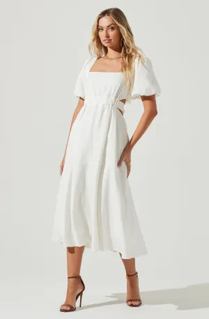 Angeles Puff Sleeve Cutout Dress