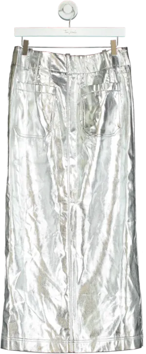 Anthropologie Silver Metallic Skirt UK M