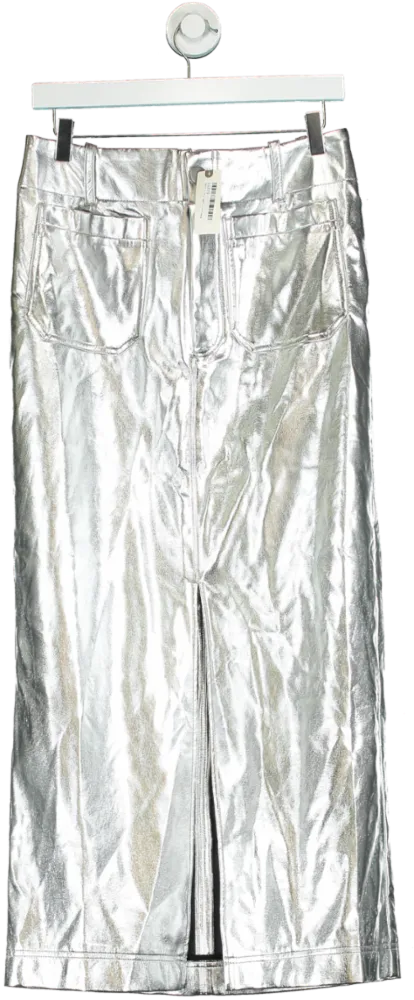 Anthropologie Silver Metallic Skirt UK M