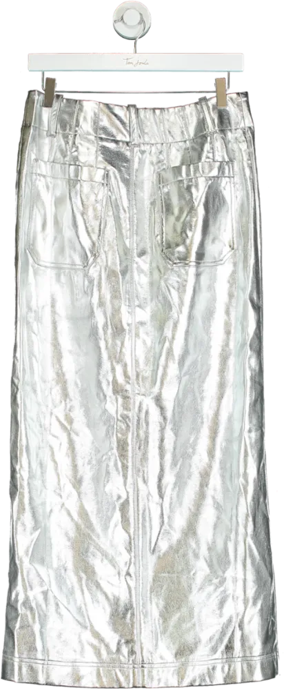 Anthropologie Silver Metallic Skirt UK M