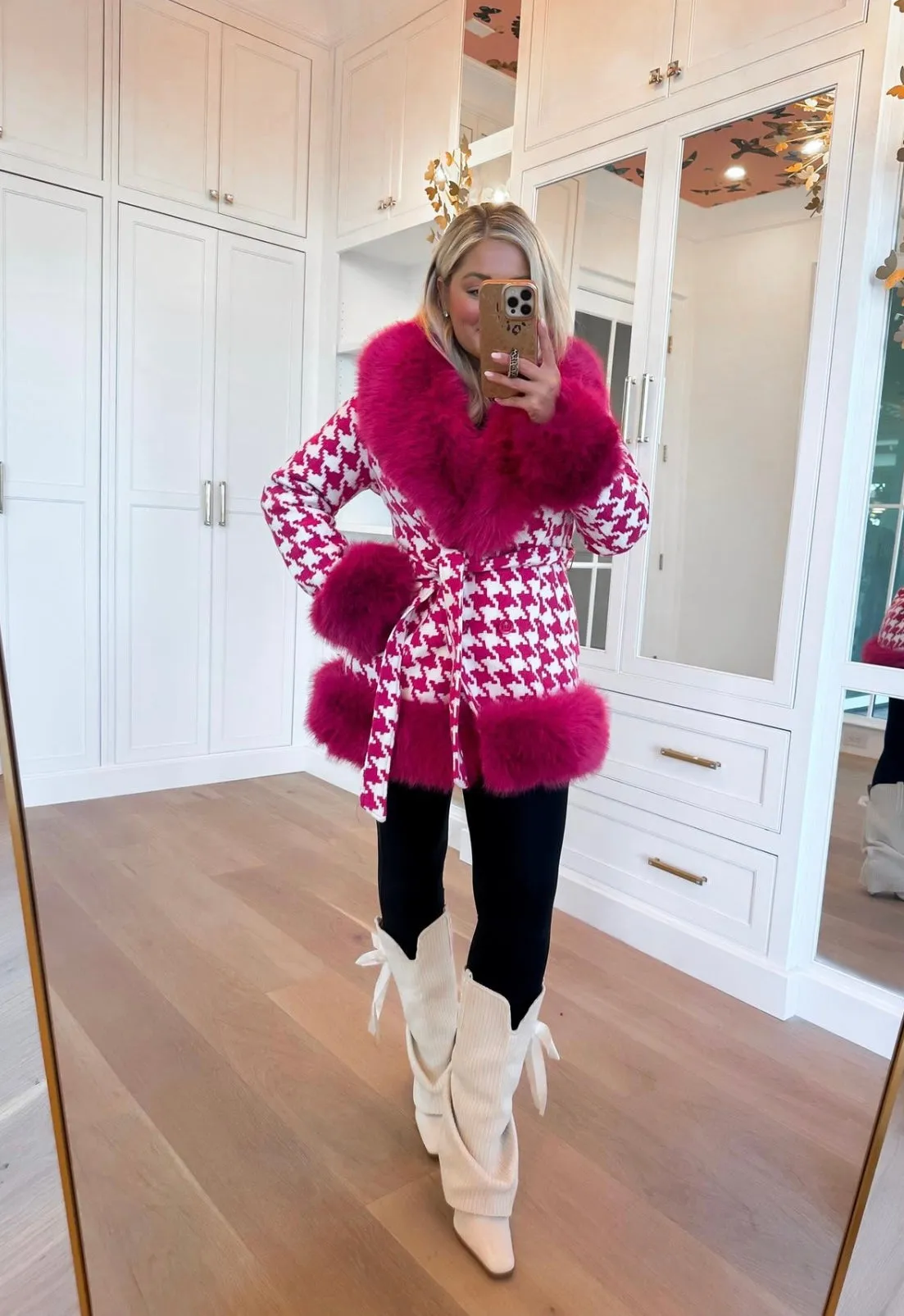 AS SEEN ON WHITNEY RIFE!! Houston Fur Coat in Pink