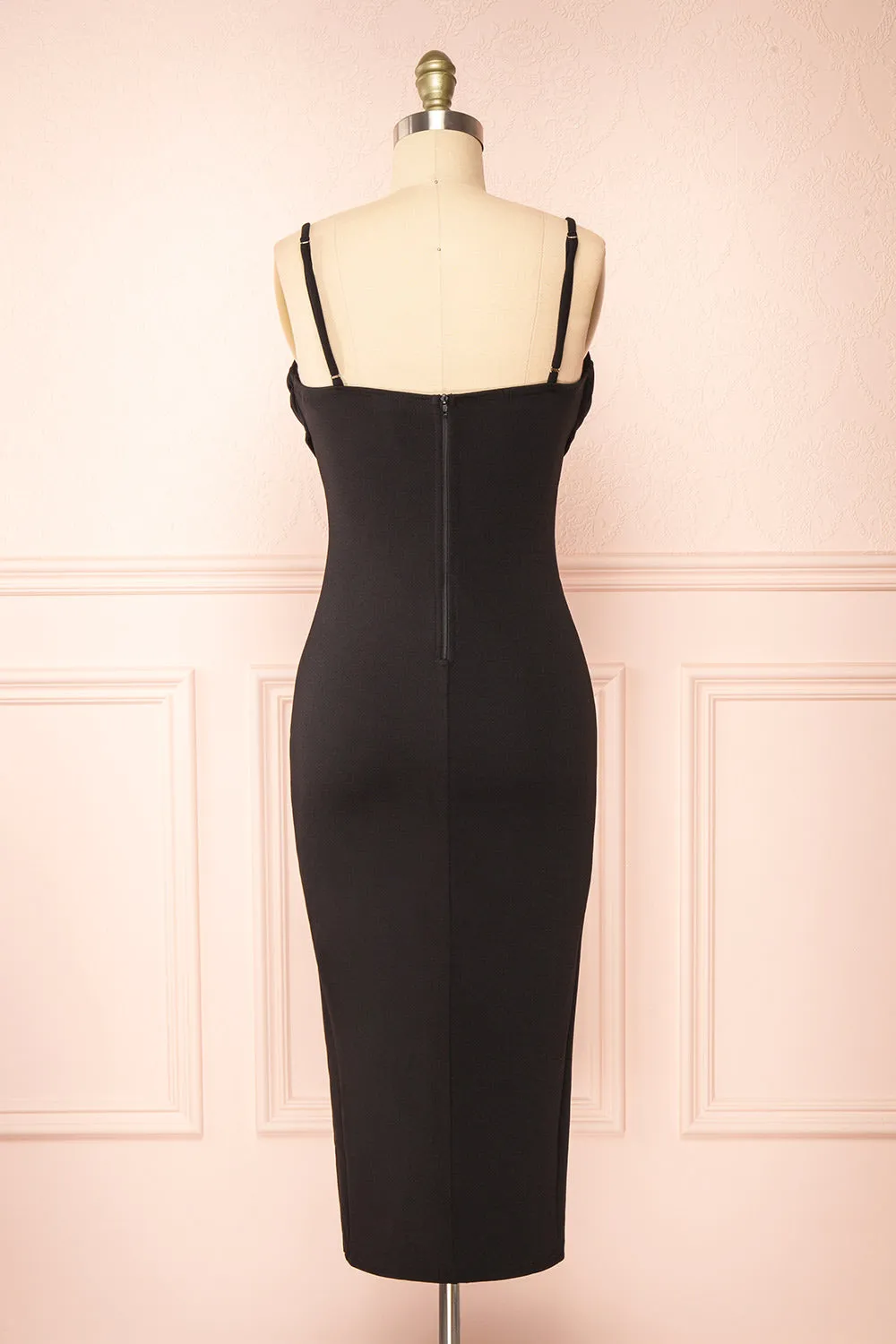 Astoria Black | Fitted Midi Dress w/ Cowl Neck