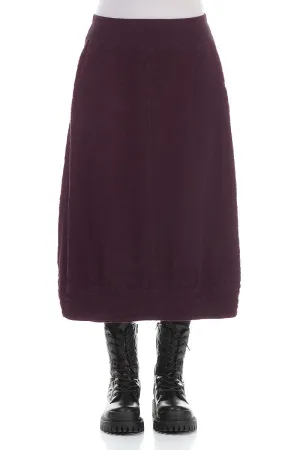 Aubergine Textured Linen Midi Skirt