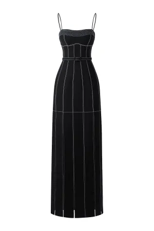 Ava Slit Spaghetti Strap Crepe Midi Dress