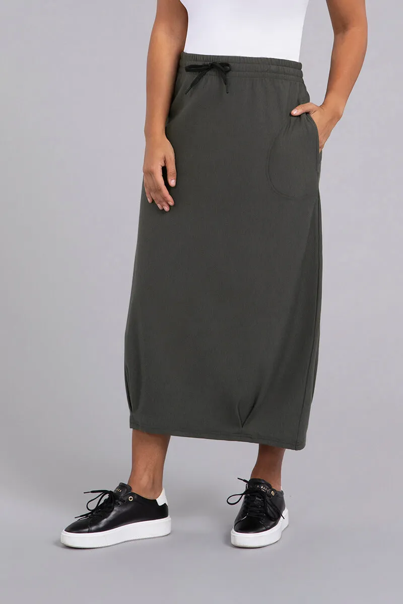 Bamboo Fleece Pleat Hem Skirt | Raven