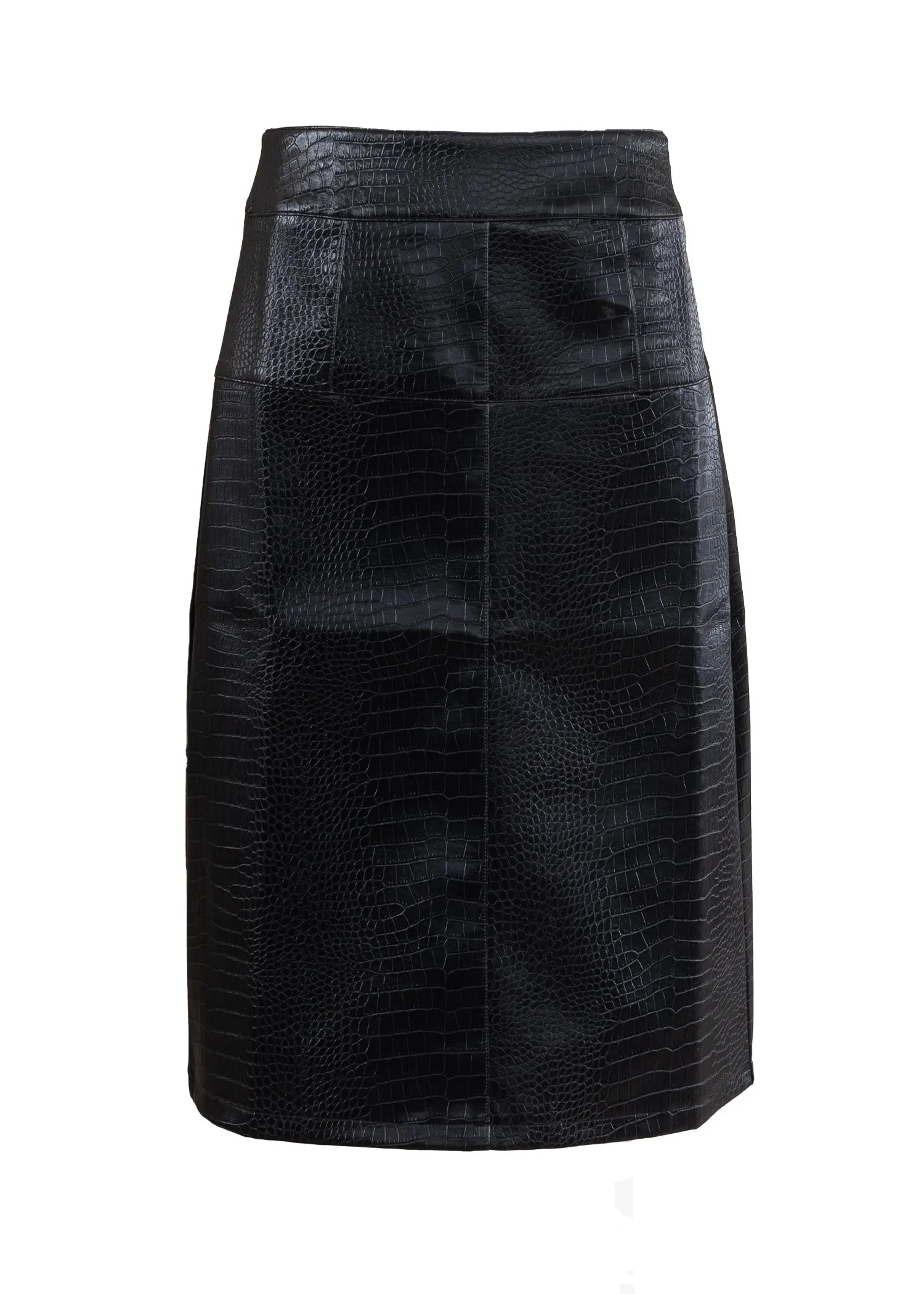 Black Snake Skin Leather Skirt