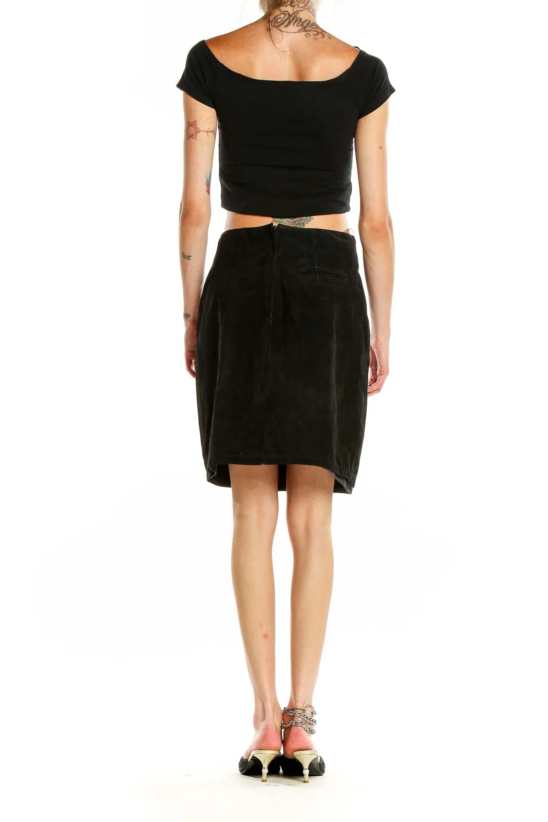 Black Suede Pencil Skirt