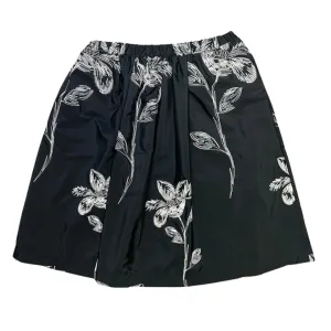 Black Taffeta Ivory Embroidered Flowers Skirt