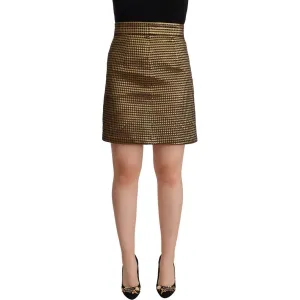 Boutique Moschino Elegant High-Waisted Gold-Black Skirt