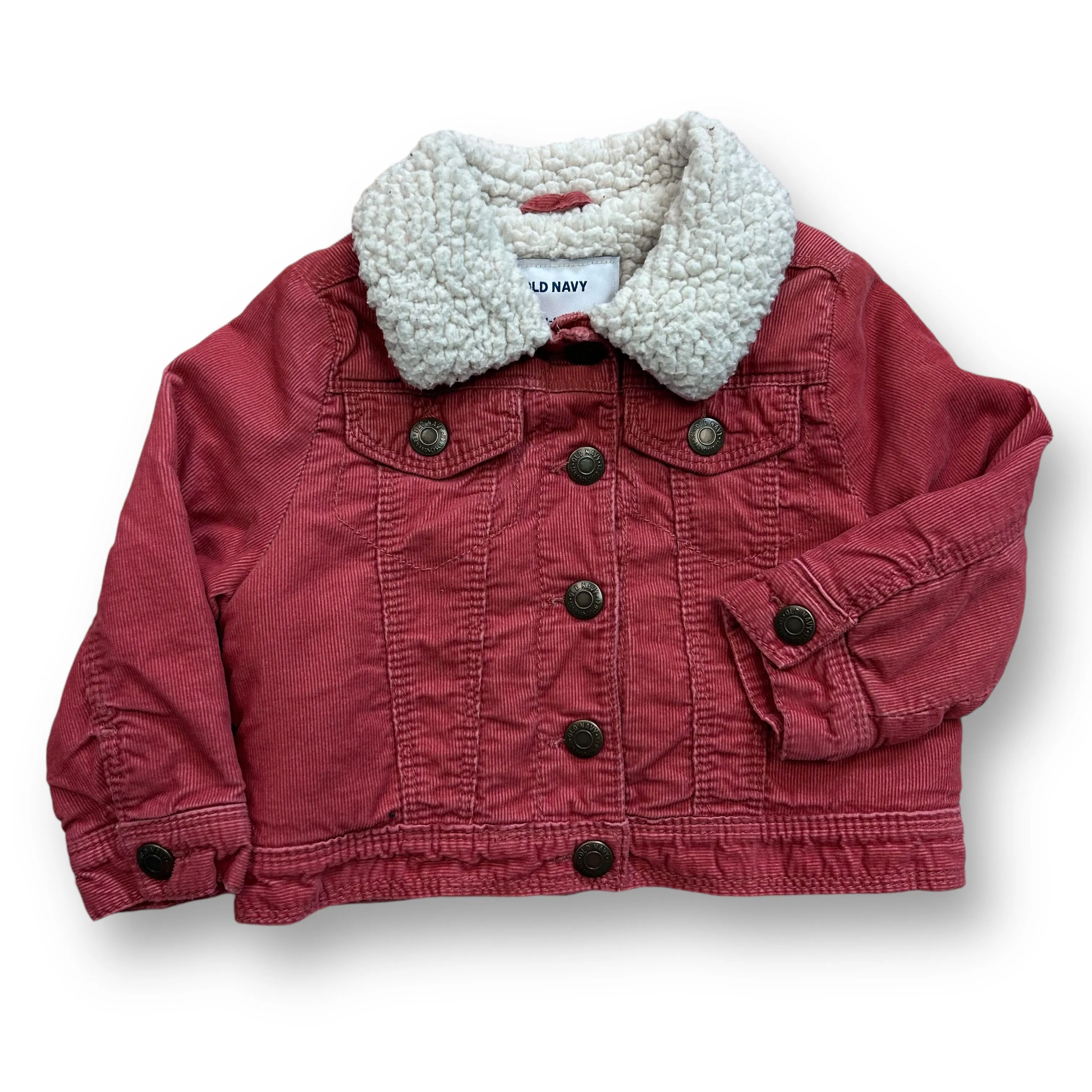 Boys Old Navy Size 12-18 Months Red Corduroy Jacket with Sherpa Lining