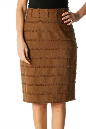 Brown Textured Brunch Pencil Skirt