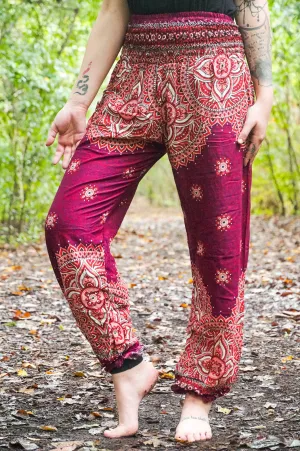 Burgundy Goddess Mandala Harem Pants