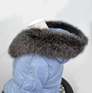 BY ORDER Rare Luxury BLUEFROST Fox Fur Trim Hood, Fur collar trim, Silver Fox Fur Collar, Fur Scarf, Fur Ruff, Fox Fur Hood, Bluefrost Fur