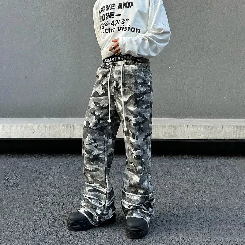 Camouflage Drawstring Casual Pants