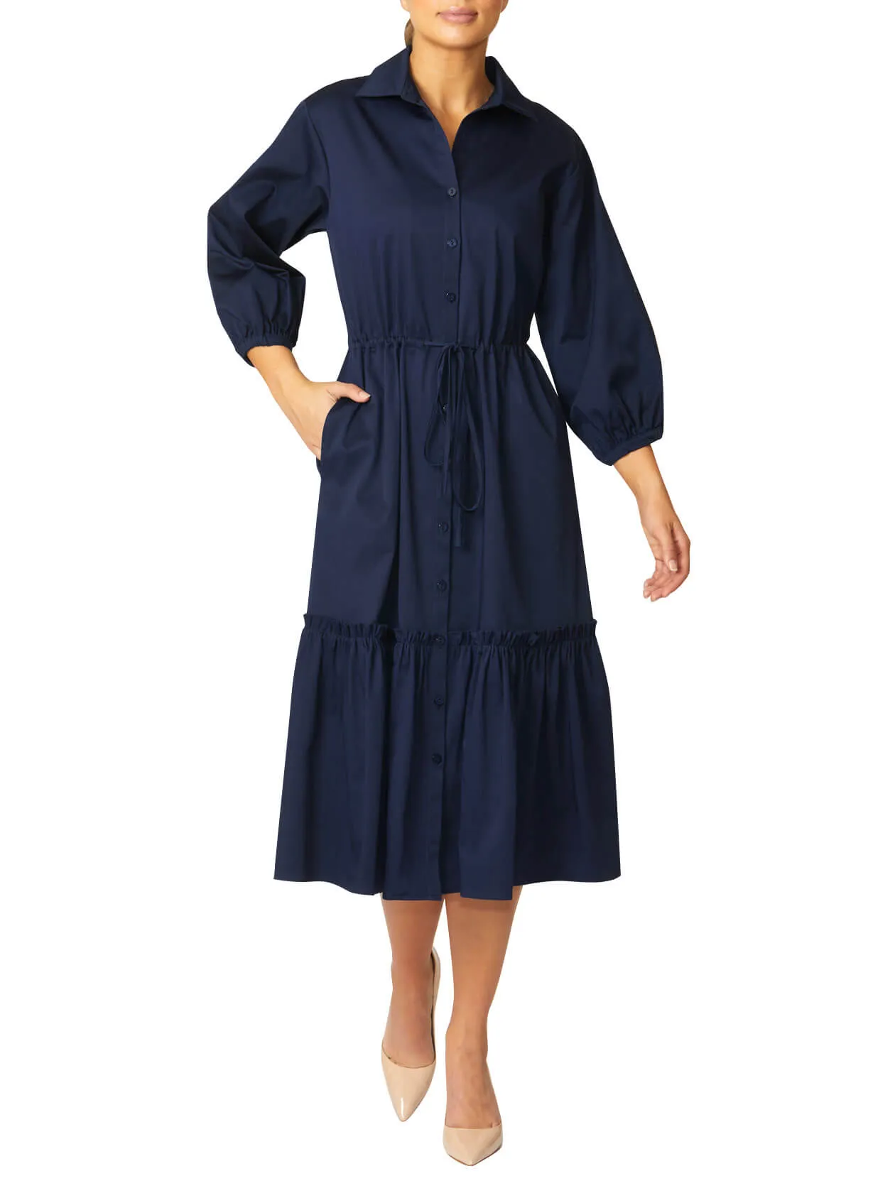 Cara Navy Shirtdress