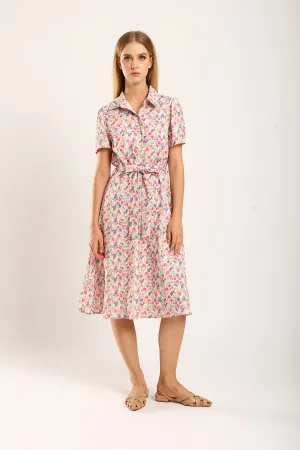 Carter Midi Dress in Pink Floral