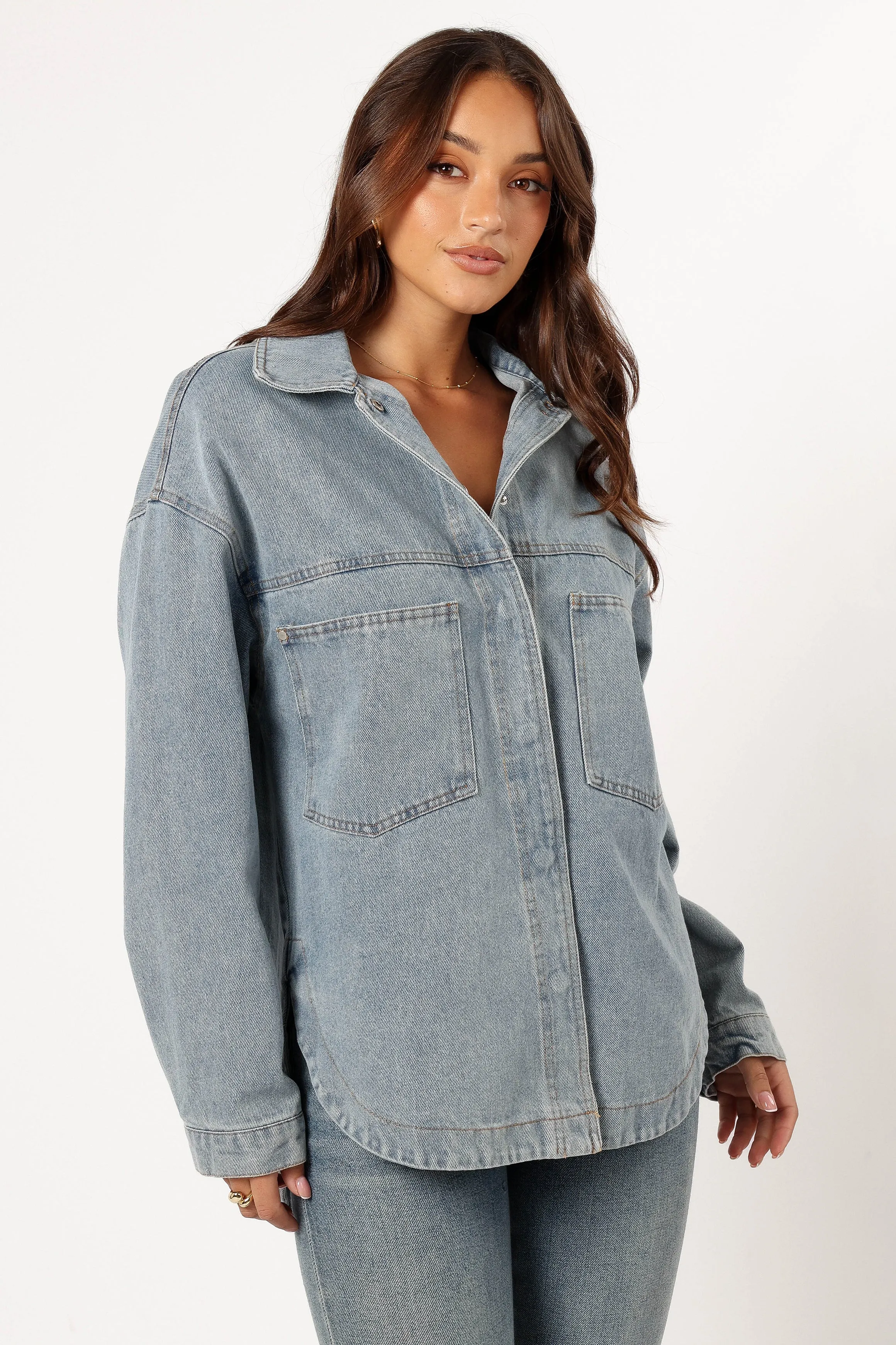 Cassie Oversized Denim Shacket - Blue