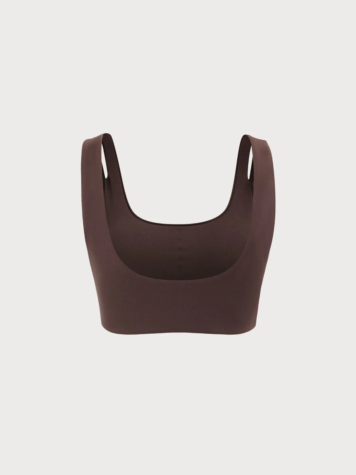 Coffee U-shape Cut Out Sports Bra - Medium Support