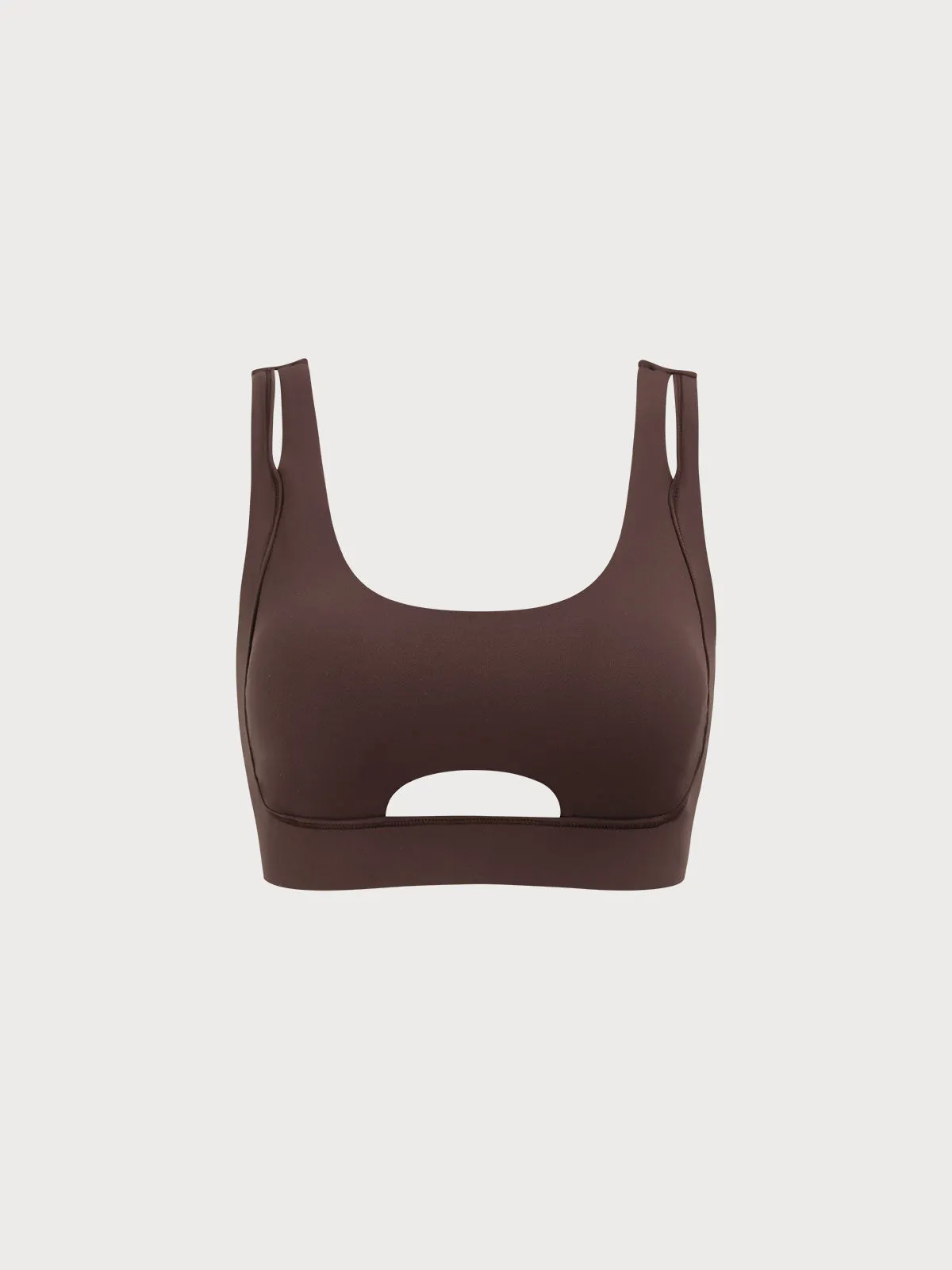 Coffee U-shape Cut Out Sports Bra - Medium Support