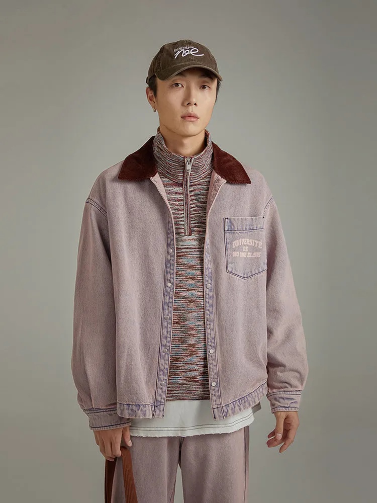 Color Pocket University Collar Shacket