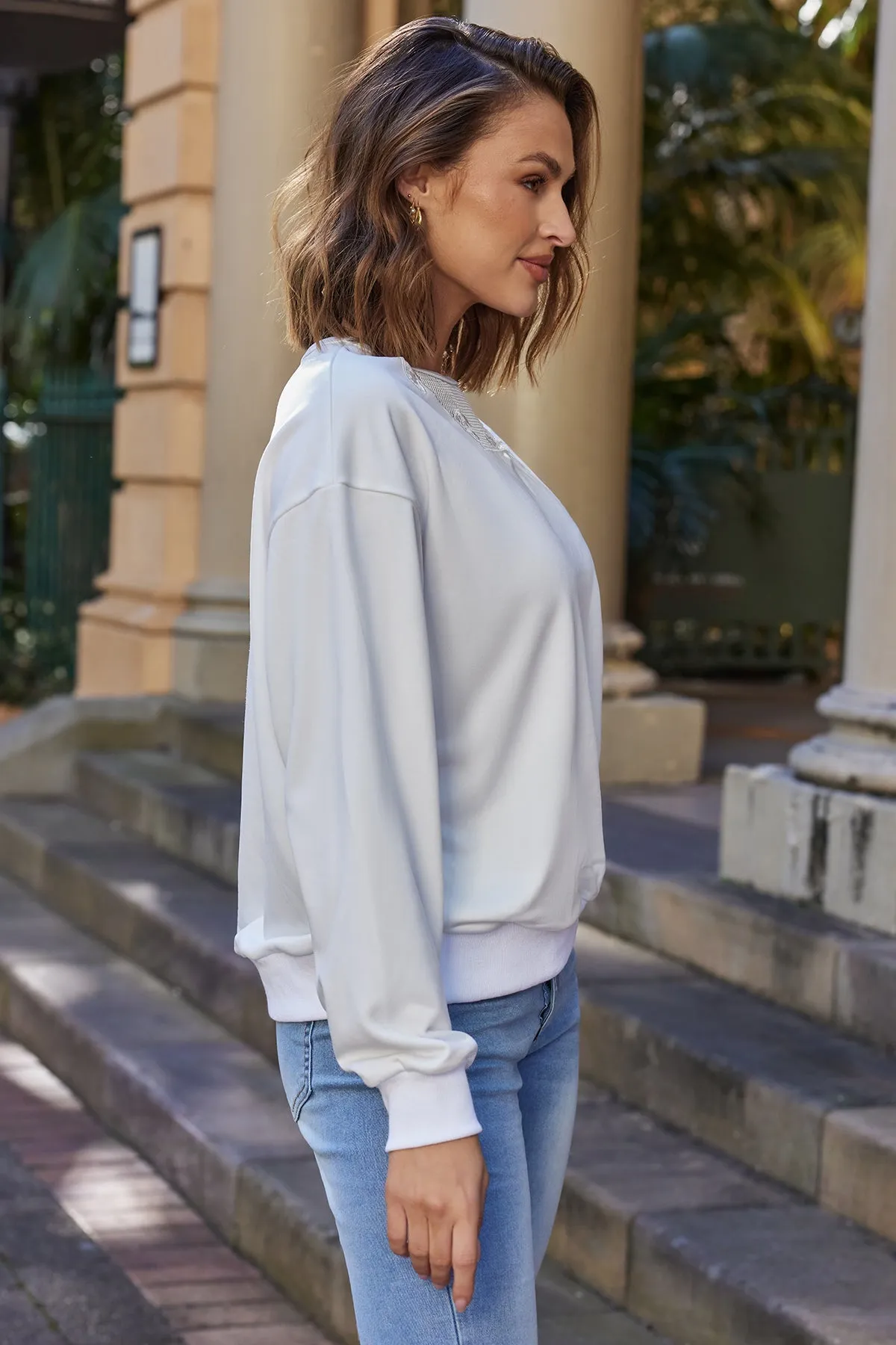 Contrast Mesh Drop Shoulder Sweatshirt