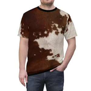 Cow Skin T-Shirt Unisex Tee All Over Print T-Shirt Cow Hide Tee Unisex T-Shirt Animal Print Tee | 11222