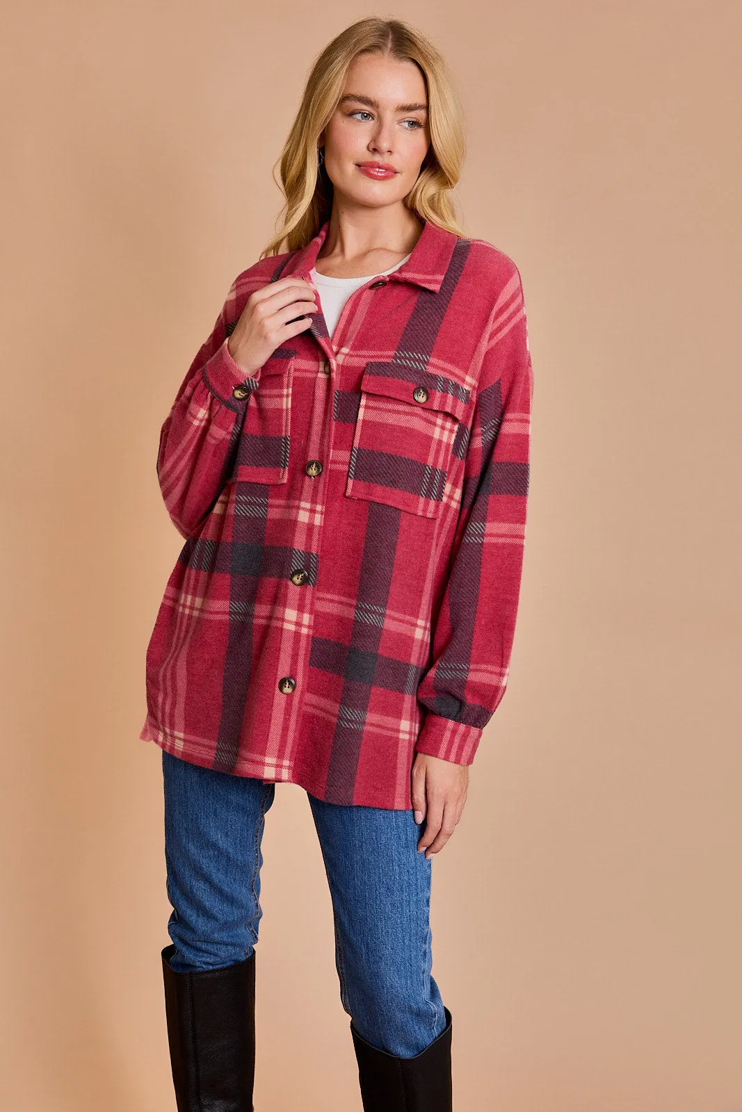 Cozy Soft Red Plaid Shacket