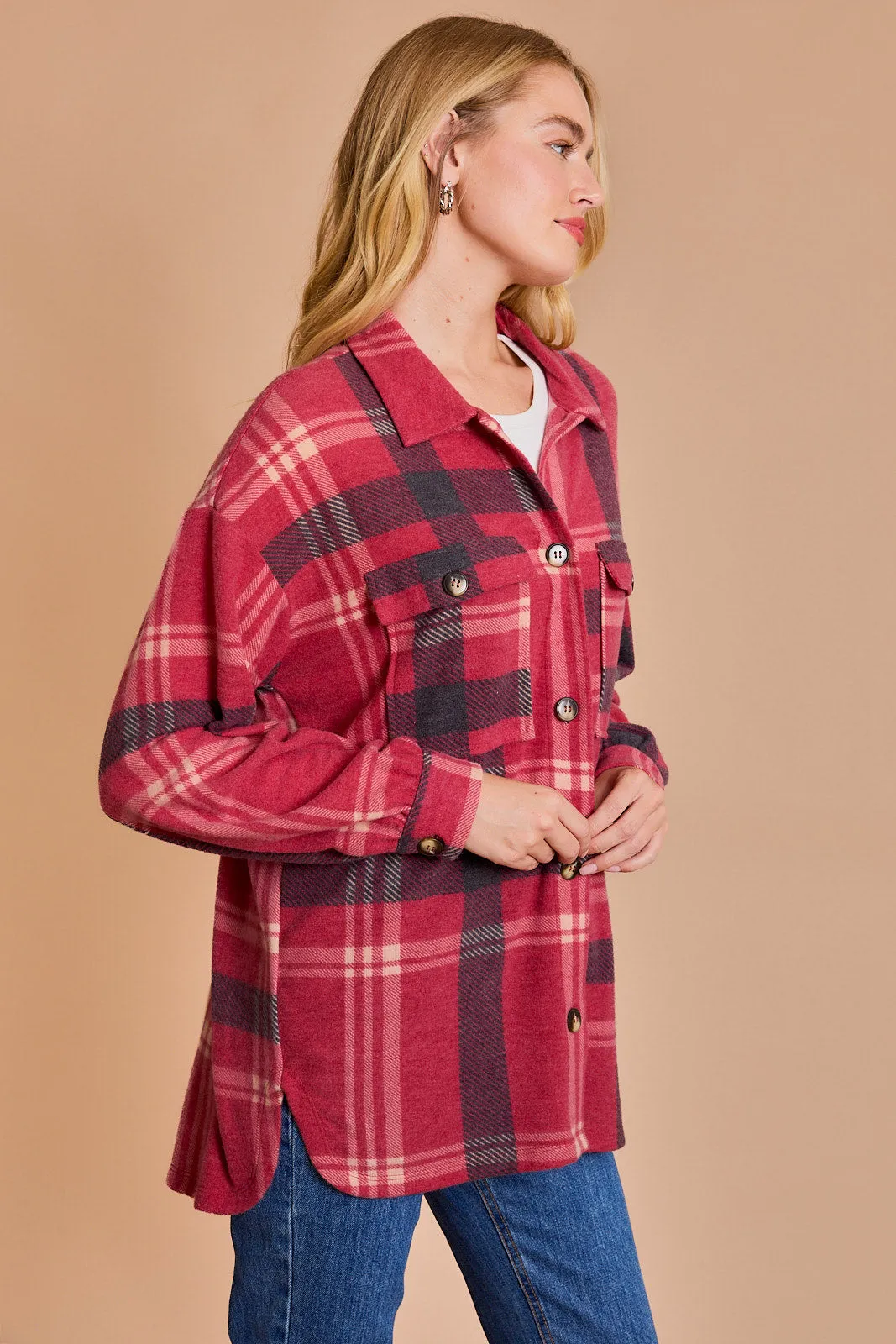 Cozy Soft Red Plaid Shacket