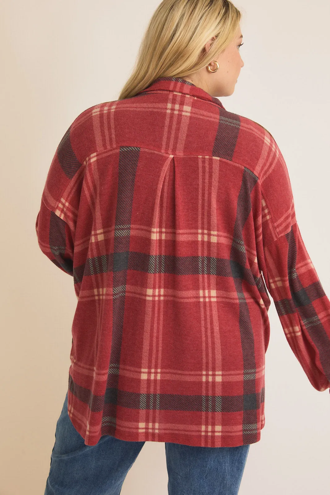 Cozy Soft Red Plaid Shacket