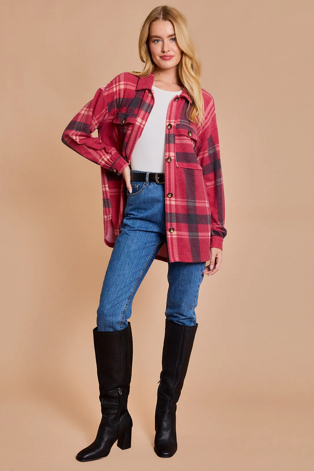 Cozy Soft Red Plaid Shacket