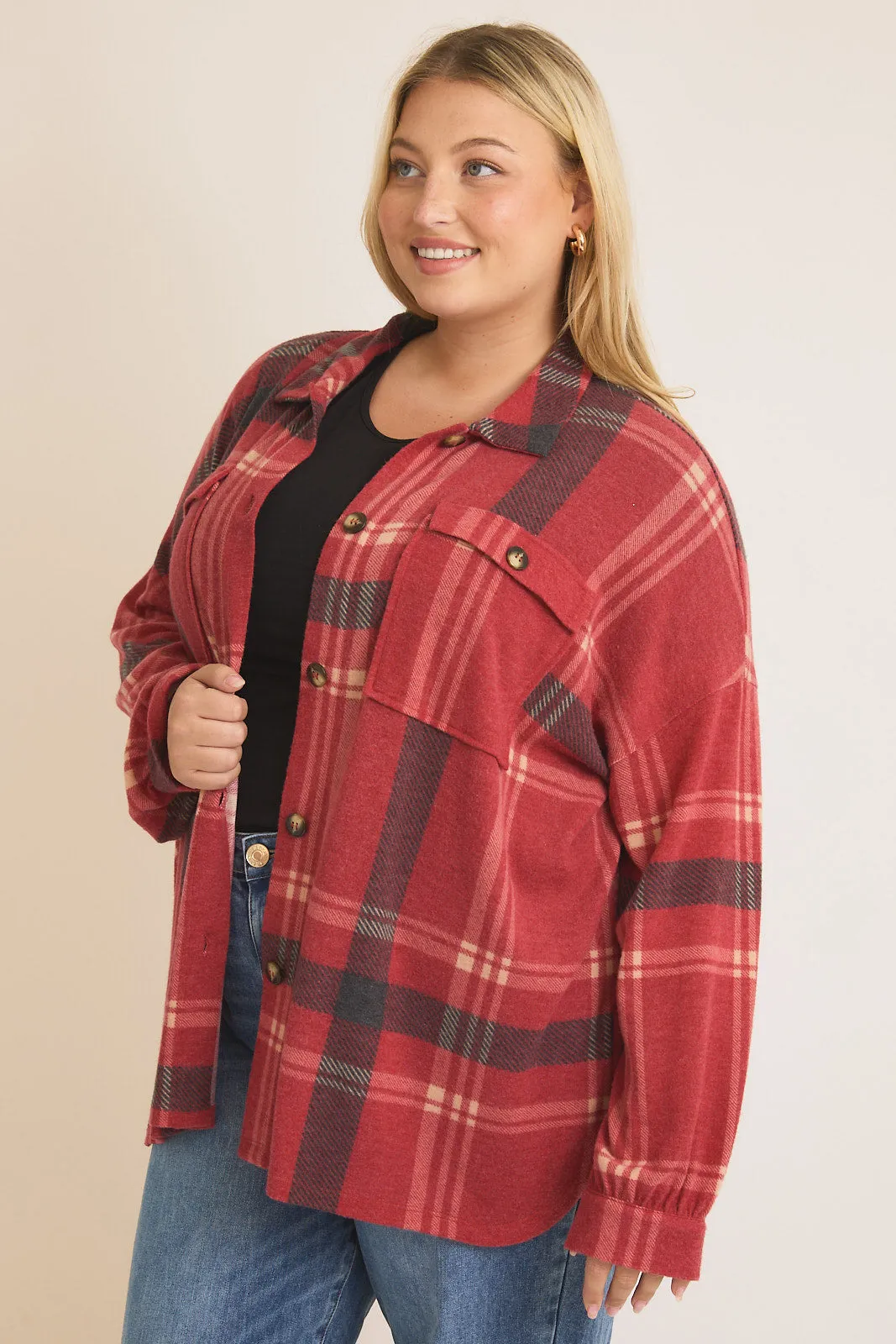 Cozy Soft Red Plaid Shacket