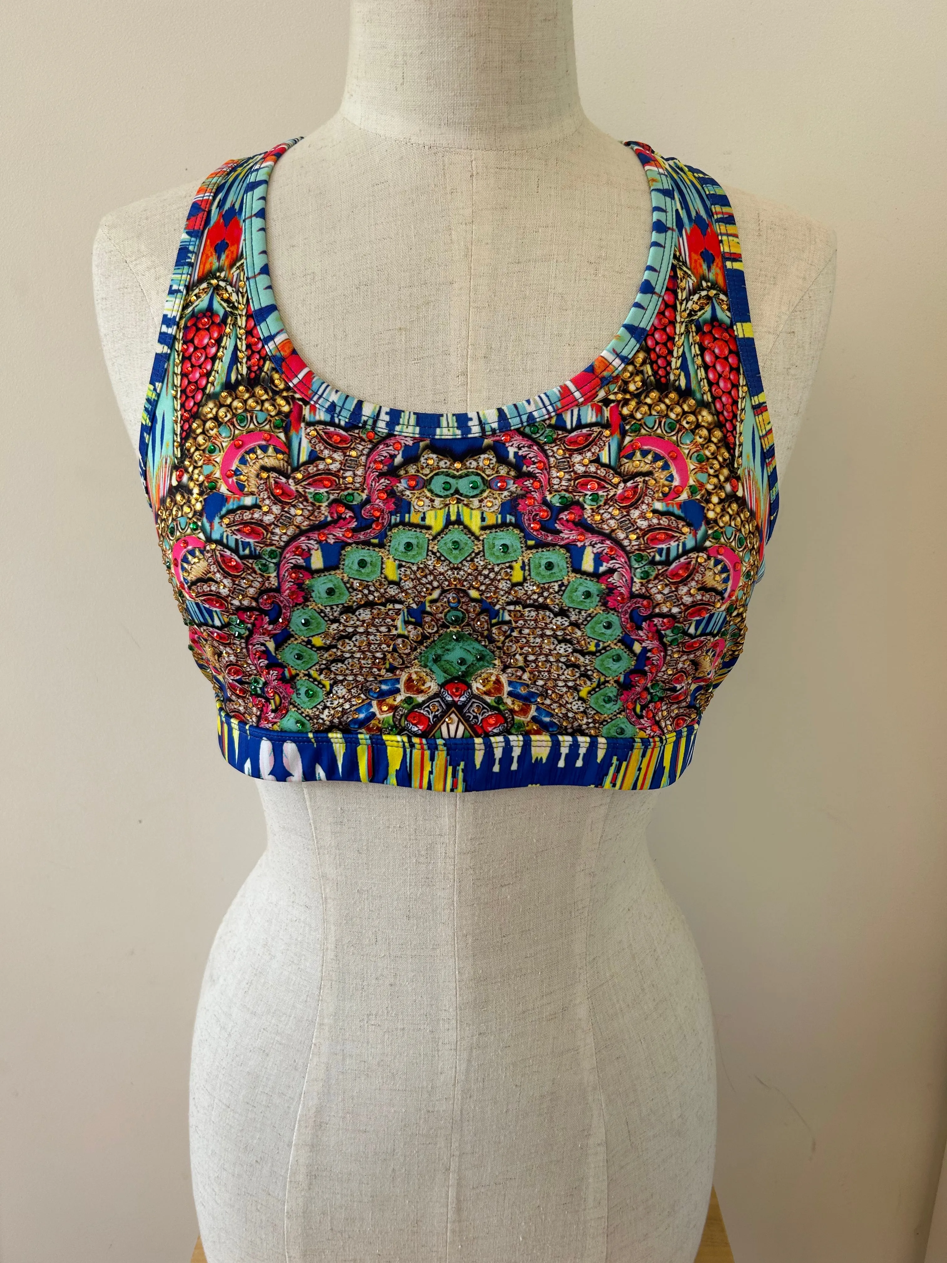 Cropped racer back top blue gypsy