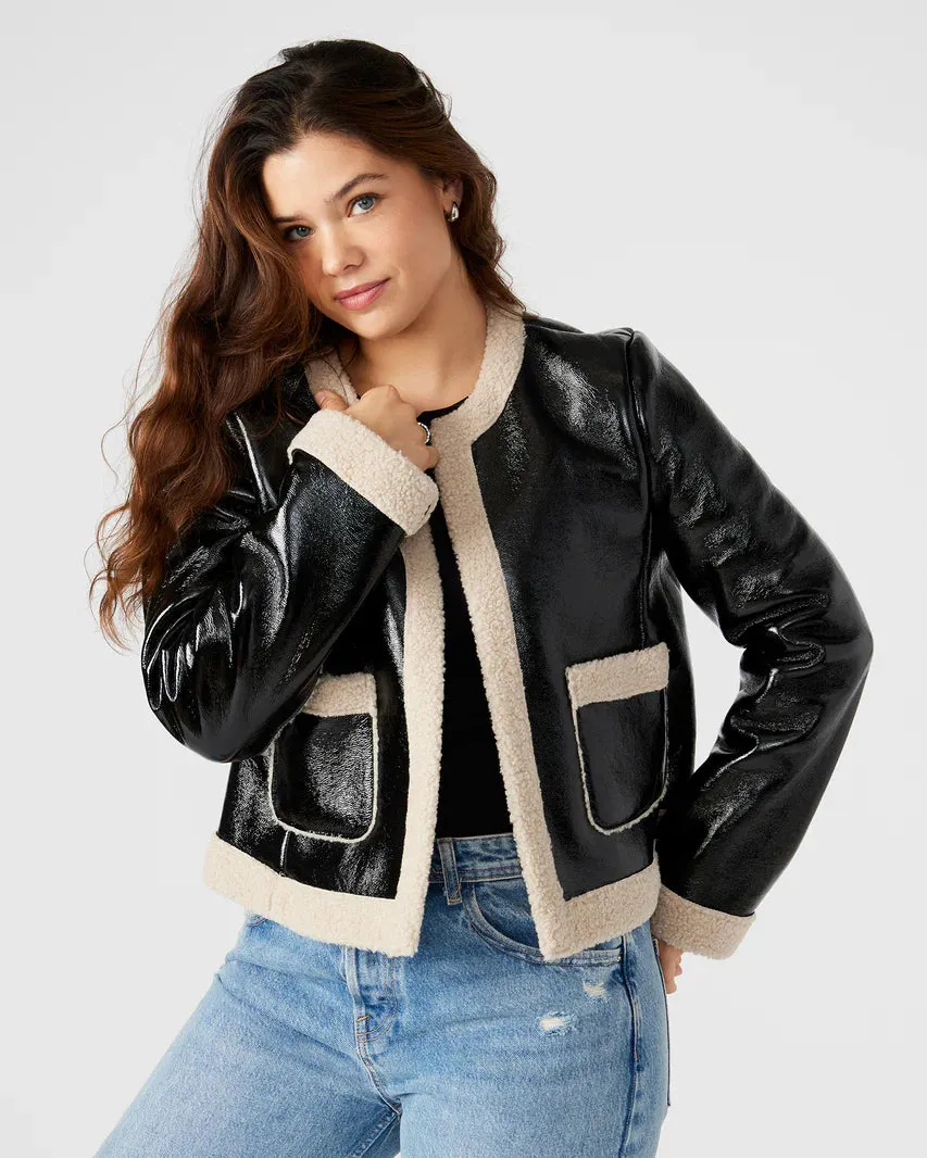 Cropped Sherpa Jacket - Black