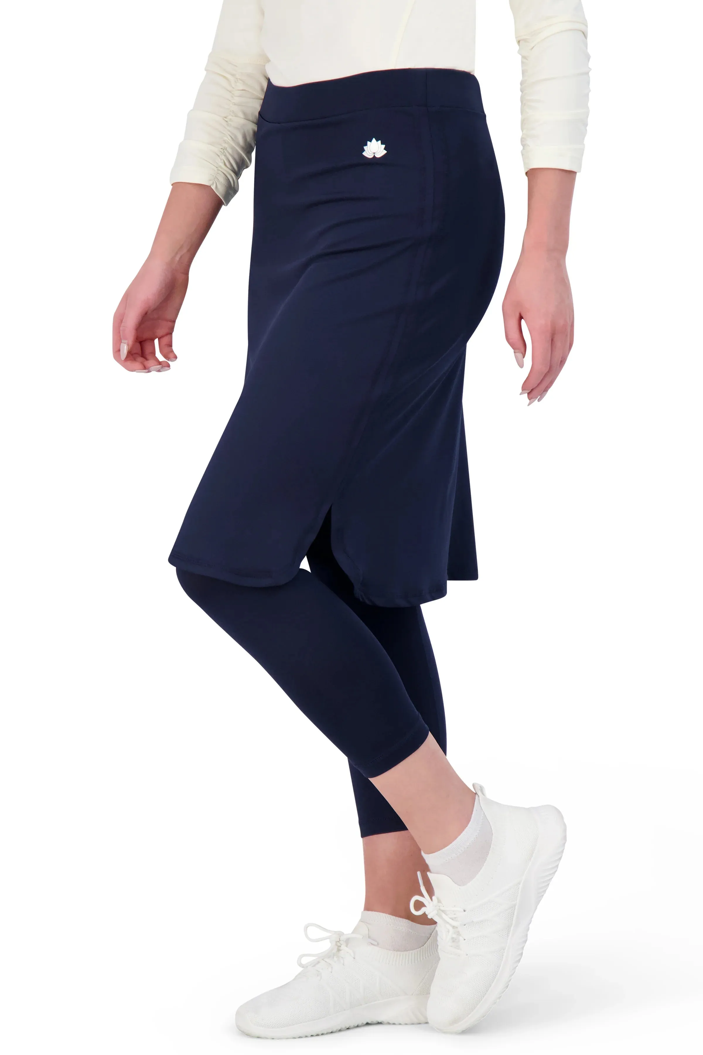 Cropped ShirtTail Snoga Athletic Skirt in Navy Blazer