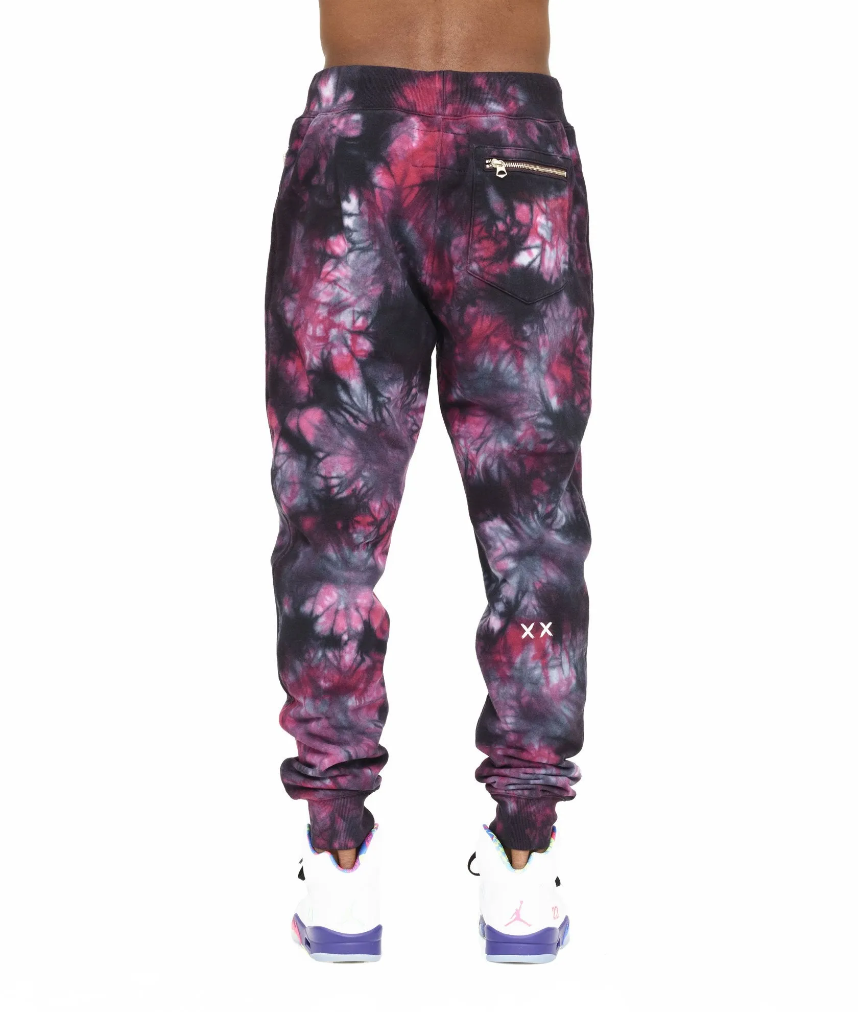 Cult of Individuality Men's Tie Dye Sweatpant, Merlot, Medium