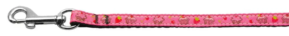 Cupcakes Nylon Ribbon Leash Bright Pink 3-8 inch wide 4ft Long