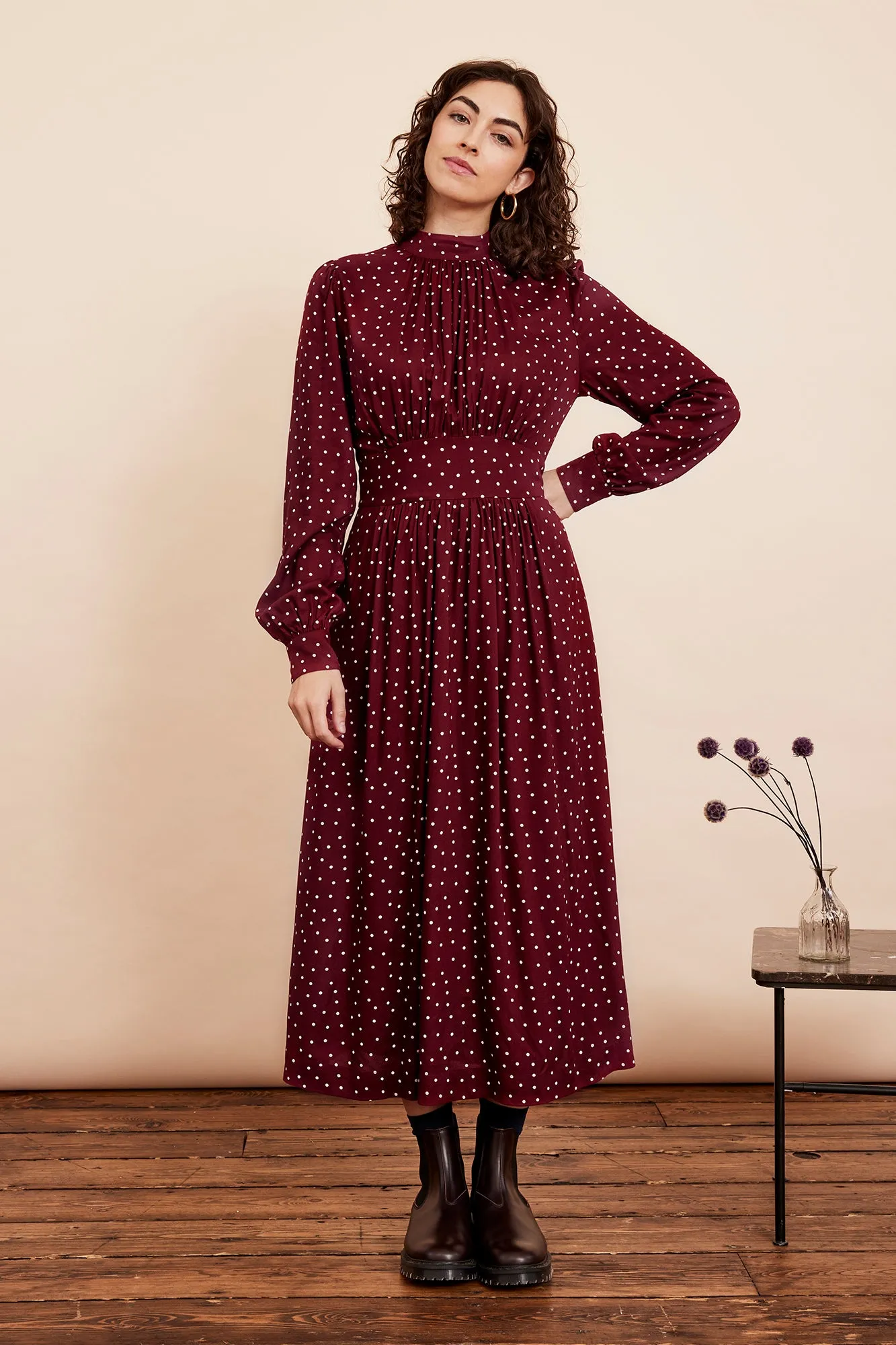 Daphne Plum Red Spot Dress