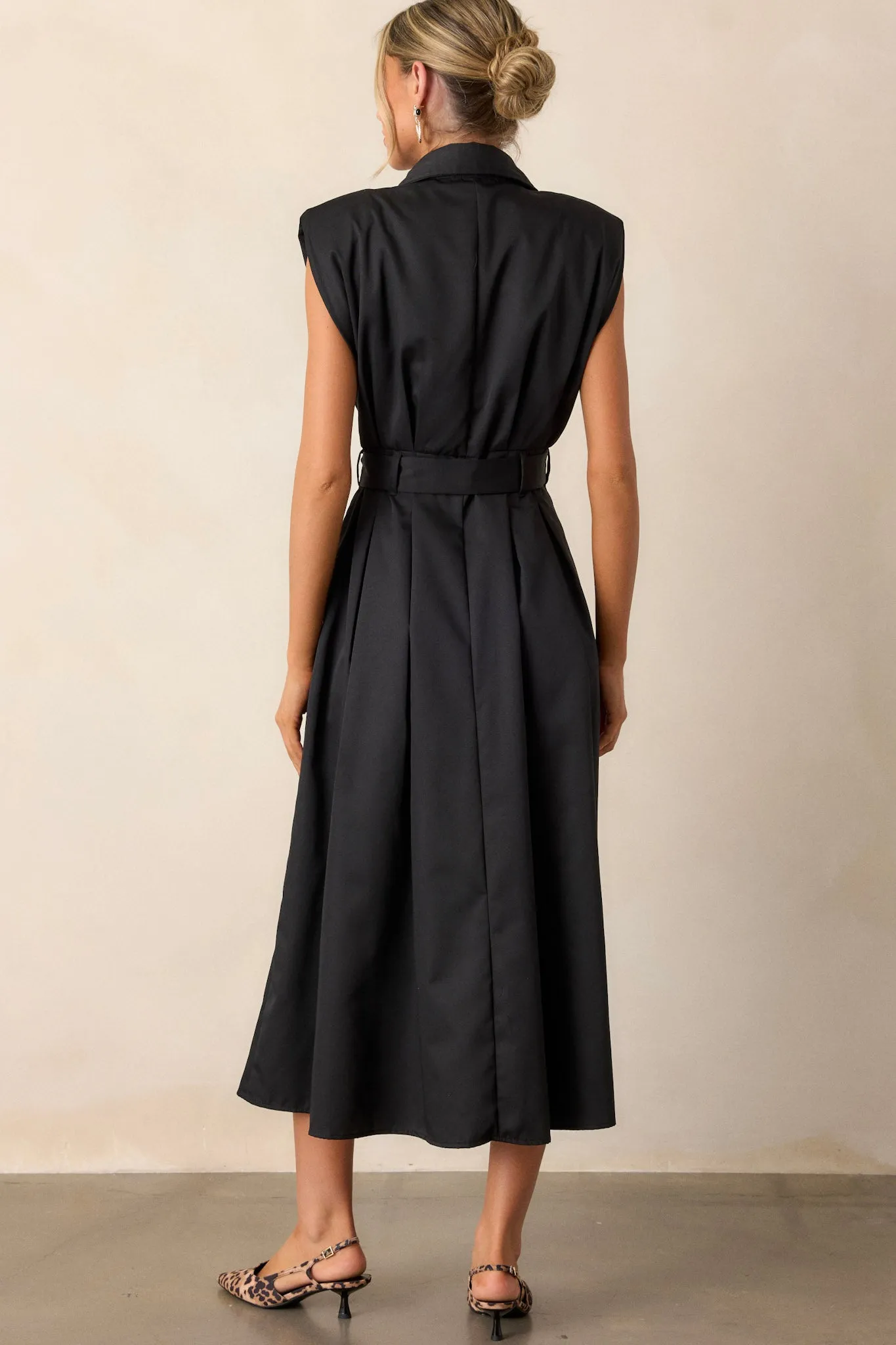 Days Go By Black Belted Midi Dress