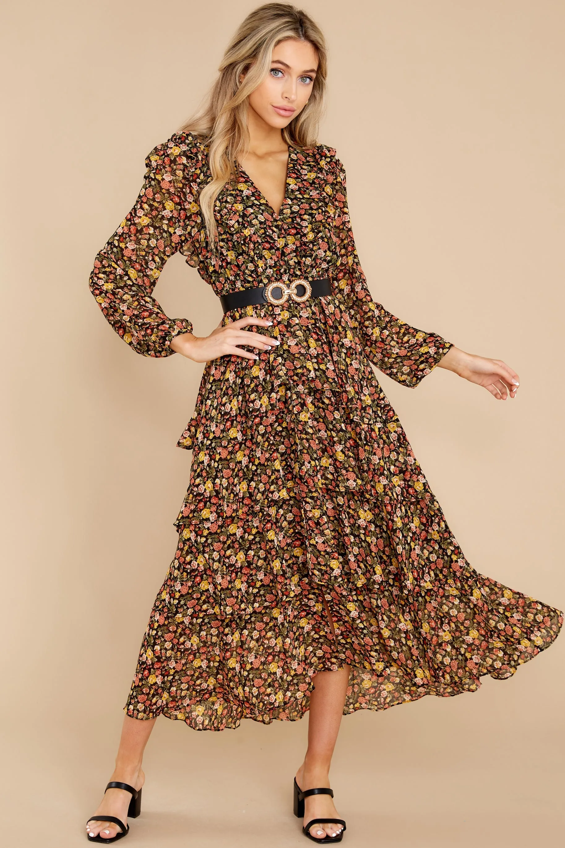 Delightful Moments Black Floral Print Maxi Dress