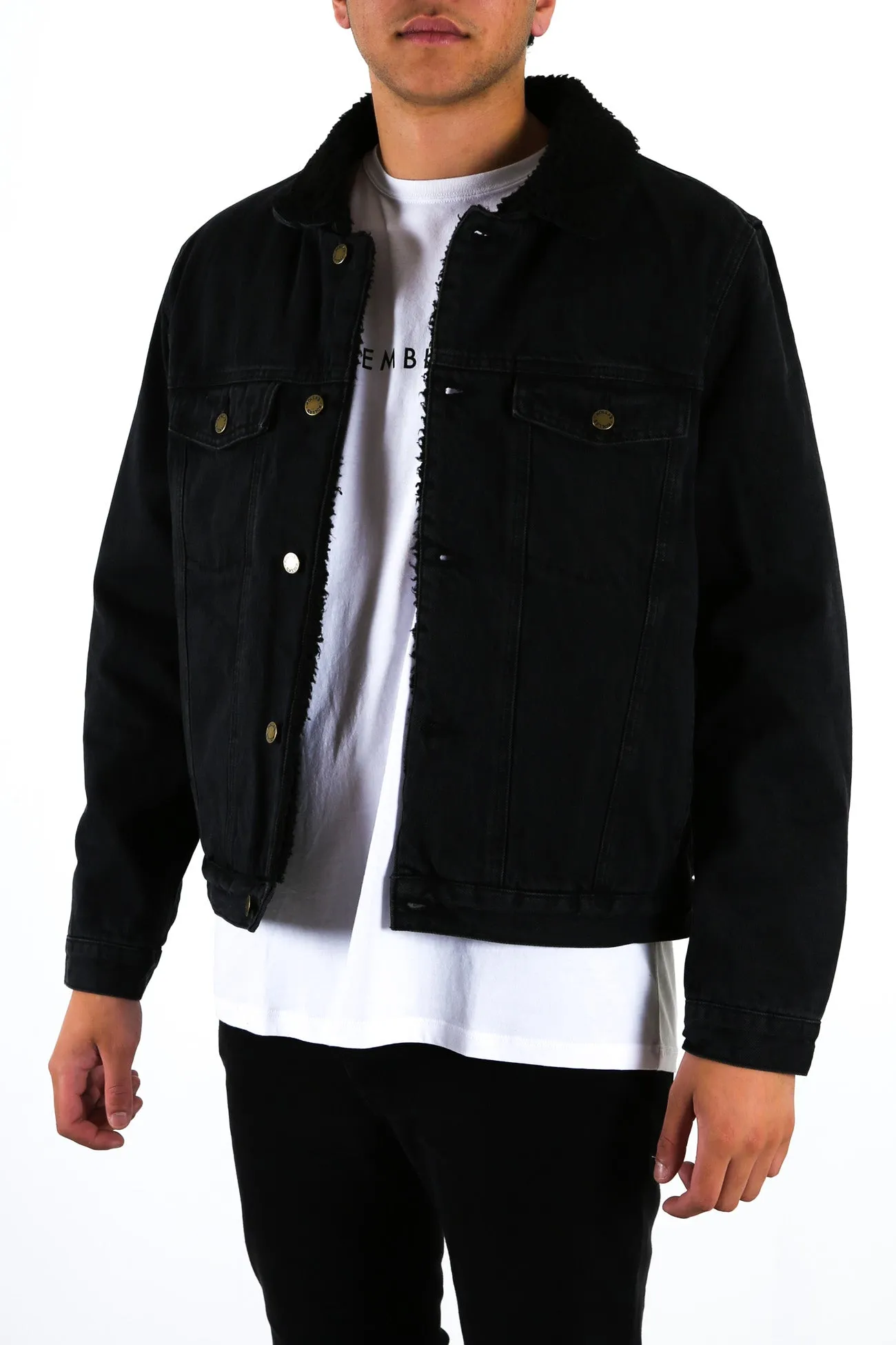 Denim Sherpa Jacket Washed Black