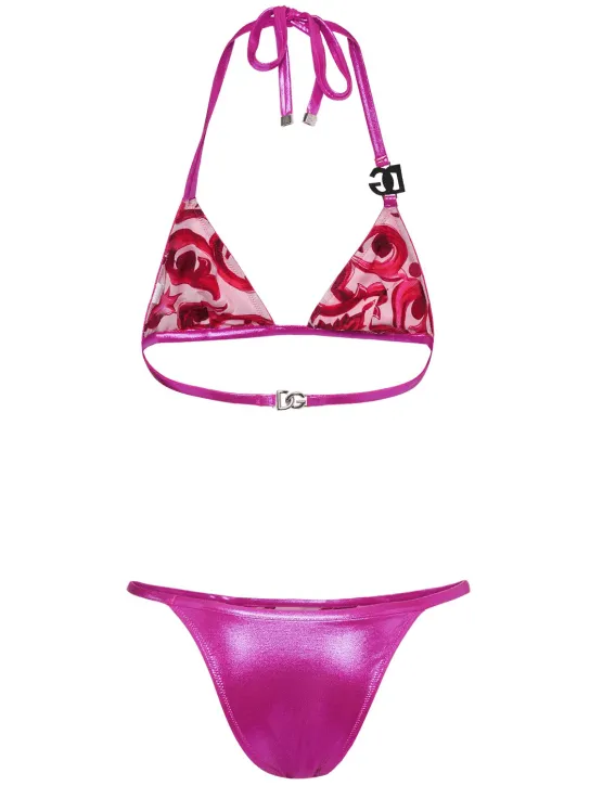 Dolce&amp;Gabbana   Laminated jersey triangle bikini set 