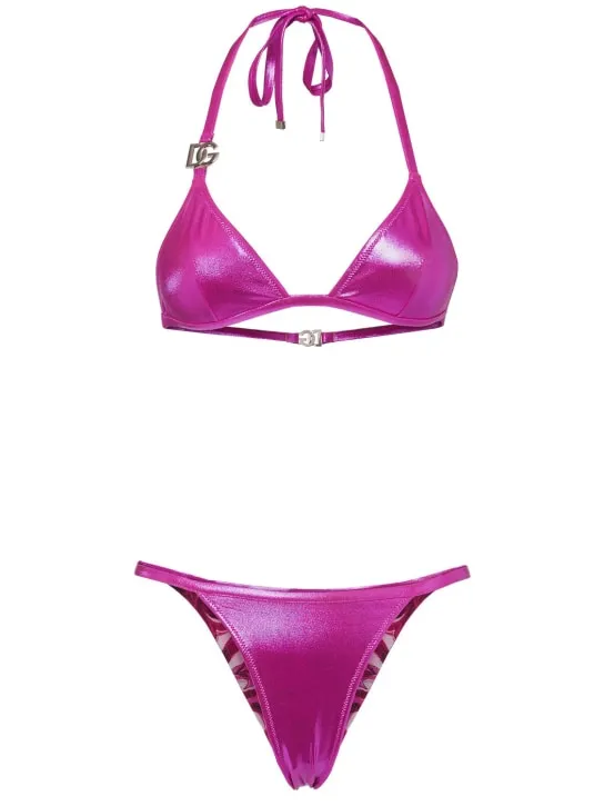 Dolce&amp;Gabbana   Laminated jersey triangle bikini set 